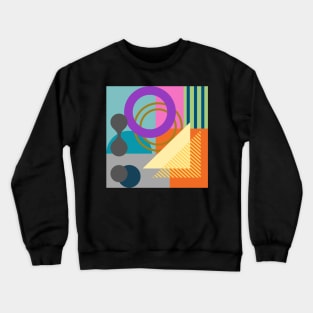 Modern Abstract Geometric Bauhaus Doodle Purple Yellow Orange Style Geo Doodle No. 9 Crewneck Sweatshirt